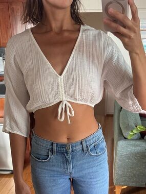 Abercrombie & Fitch White Gauze Crop Top